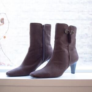 Studio Works Bohemian Brown Square Toe Heeled Booties Size 9